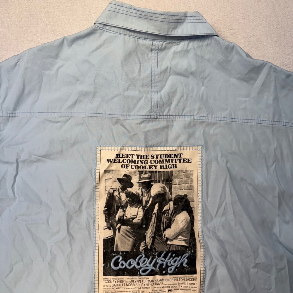 ESCO Cooley High Shirt XXL Blue Button Front Urban Graphic EBX Made in Korea